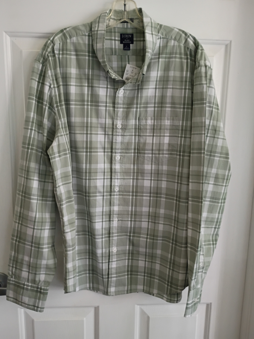 J. Crew Green and White Plaid Button-Down Shirt